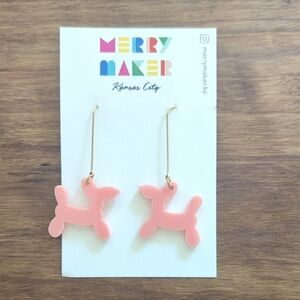Pink Balloon Dog Earrings